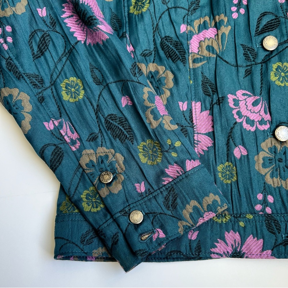 Multiple Color Flower Print Jacket, Size L. - image 5